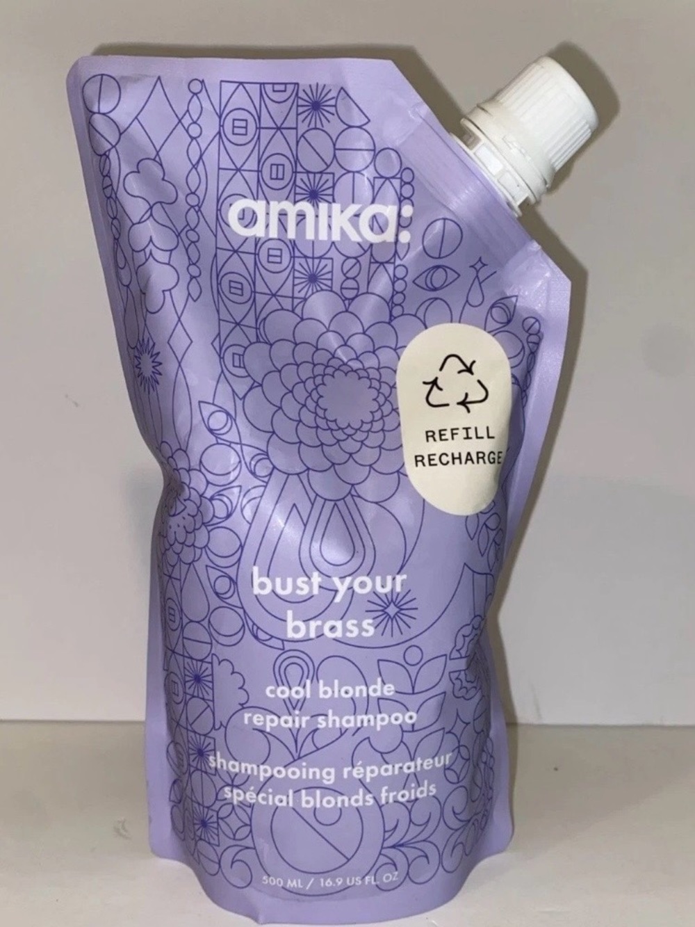 Amika Bust Your Brass Cool Blonde Repair Conditioner NEW~ 16.9 oz Refill